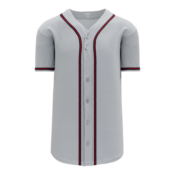 Athletic Knit Full Button Baseball Jersey with Braided Trim (BA5500)